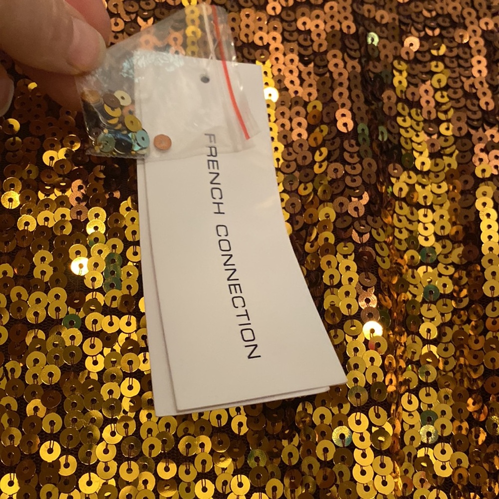 NWT French Connection ombré gold PF estari sequin cut out dress. Size 2. - Picture 6 of 12